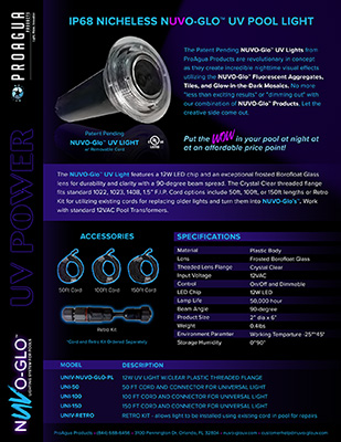 NUVO-Glo UV Lighting Specs